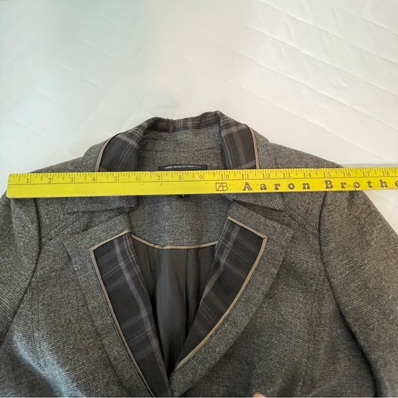 Jacket Skirt Suit Bebe Set Office Siren Size 6 Grey Ruffle Fitted viscose & wool - Picture 6 of 13